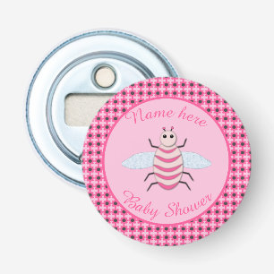roze babymeisje Aangepast Baby shower Button Flesopener