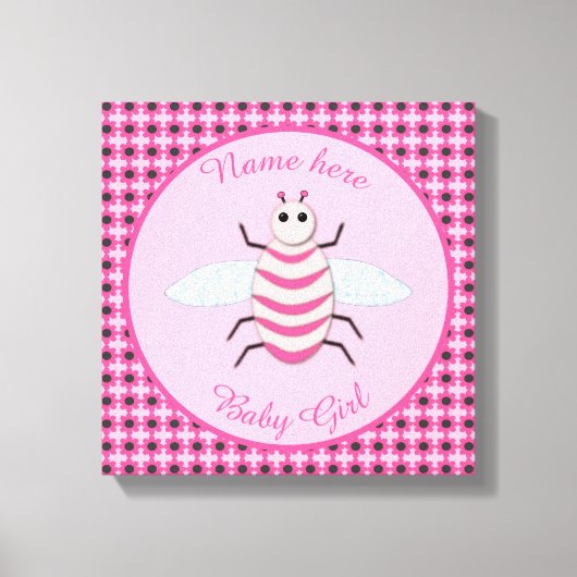 roze babymeisje Aangepast Canvas Afdruk (Voorkant)