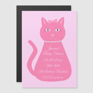  roze babymeisje Kat aangepast Baby shower Magnetische Uitnodiging