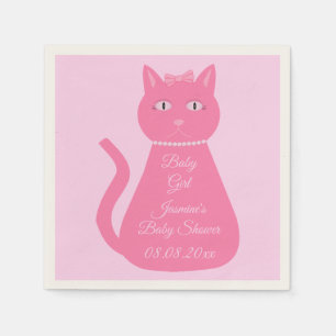  roze babymeisje Kat aangepast Baby shower Servet