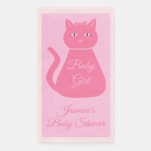  roze babymeisje Kat aangepast Baby shower Servet