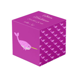 Roze babymeisje Narwhal Foto Upload Custom Kubus