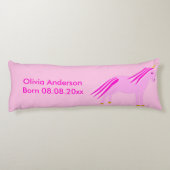 roze babymeisje Unicorn - Aangepaste geboorte Lichaamskussen (Achterkant)