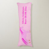 roze babymeisje Unicorn - Aangepaste geboorte Lichaamskussen (Voorkant Verticaal)