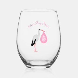 Roze babymeisje Winkel Aangepast Baby shower Wijnglas Zonder Voet
