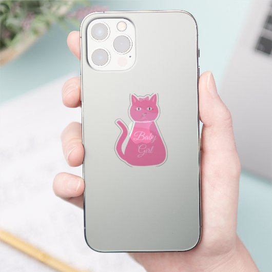 roze babymeisjeskat Aangepast Sticker (Telefoon)
