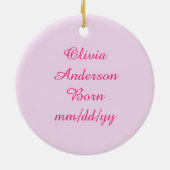  roze babymeisjeswinkel keramisch ornament (Achterkant)