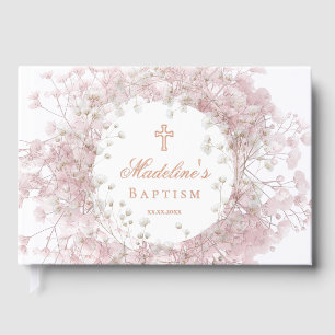 roze baby's adem bloemen Doop Gastenboek