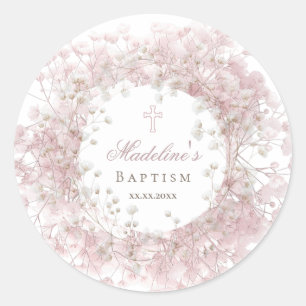 roze baby's adem Doop Ronde Sticker