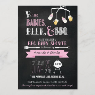 Roze baby's, Bijen en Baby shower Uitnodiging BBQ