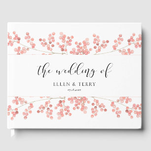 Roze Baby's Breath Bloemen Waterverf bruiloft Gastenboek