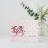 Roze babyschoentjes ansichtkaart briefkaart (Staand voorkant)