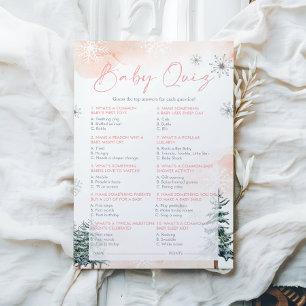 Roze babyshower quiz spelkaarten