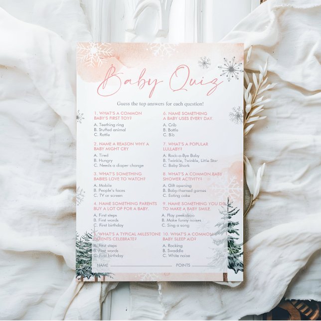 Roze babyshower quiz spelkaarten (Creator heeft geüpload)