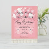Roze babyshower uitnodiging (Staand voorkant)