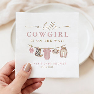 Roze babyspeelgoedlijn Little Cowgirl baby shower Servet