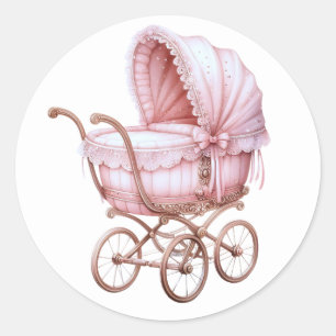 Roze babyspeelgoedsticker ronde sticker