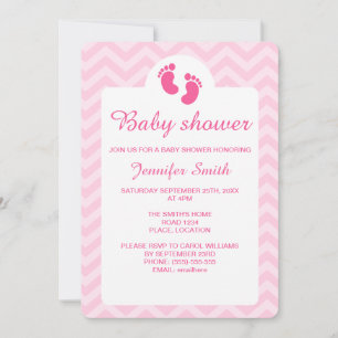 Roze babyvoetafdrukken Silhouette Baby Shower Kaart