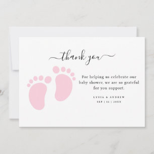 Roze Babyvoetjes Baby Shower Feest, Meisje Baby Sh Bedankkaart
