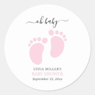 Roze Babyvoetjes Baby Shower Feest, Meisje Baby Sh Ronde Sticker