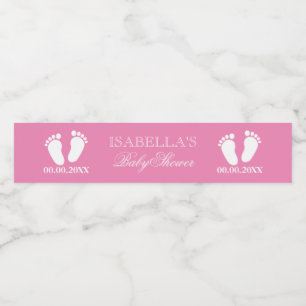 Roze babyvoetjes voetafdrukken op maat meisjes bab waterfles etiket