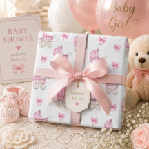 Roze babywagen & strik watervlek