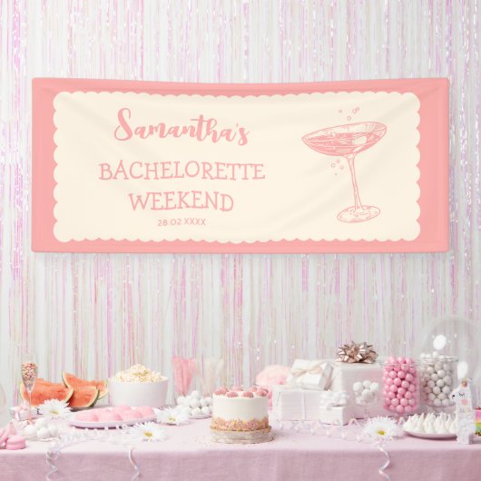 Roze Bachelorette Party Cocktail Vrijgezellenfeest Spandoek (Feest)