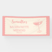 Roze Bachelorette Party Cocktail Vrijgezellenfeest Spandoek (Horizontaal)