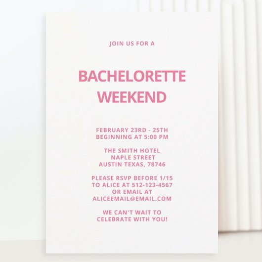 Roze Bachelorette Party Uitnodigingen