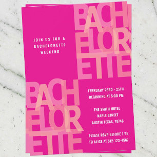 Roze Bachelorette Party Uitnodigingen