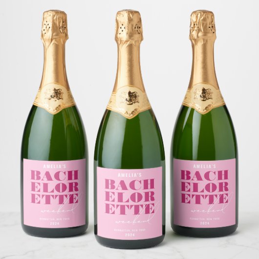 Roze Bachelorette-weekend met een knal Sparkling Wijnetiket (Flessen)