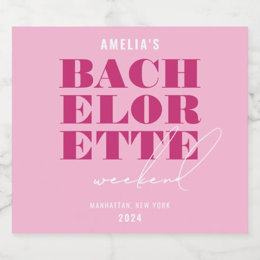 Roze Bachelorette-weekend met een knal Sparkling Wijnetiket (Enkel label)