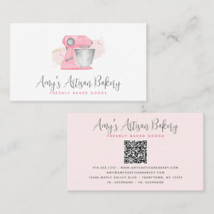 Roze Backmixer QR Code Gebak Chef Visitekaartje