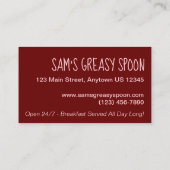 Roze Bacon Slice Restaurant Breakfast Diner Food Visitekaartje (Achterkant)