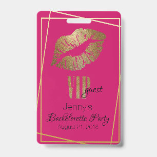 Roze badge met gouden lippenprint voor vrijgezelle