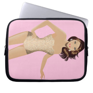 Roze badpak meisje laptop Hoesje Sleeve