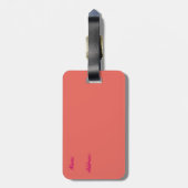Roze bagagelabel van moderne vierkantjes (Achterkant verticaal)