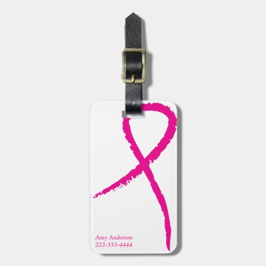 Roze Bagagelabel voor borstkanker (Voorkant verticaal)