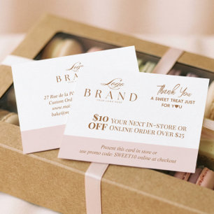 Roze Baker Bedankt Promo Code Gebak Bakkerij Logo Kortingskaartje