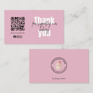 Roze Bakkerij Bedankt Kaart Cupcake Design Visitekaartje