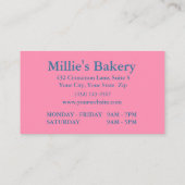 Roze bakkerij Cupcake Homemade Pastry Chef Visitekaartje (Achterkant)