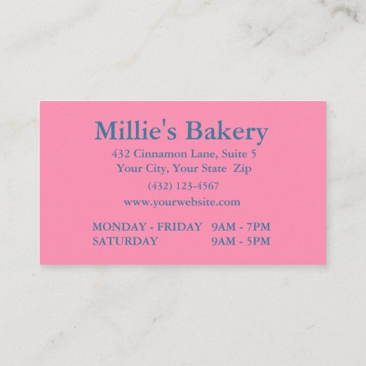 Roze bakkerij Cupcake Homemade Pastry Chef Visitekaartje (Achterkant)
