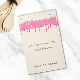 Roze Bakkerij Frosting Drip Business Logo Kalender