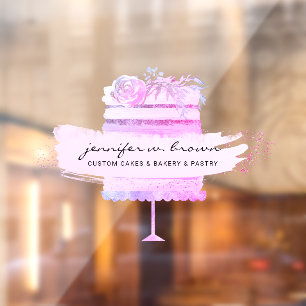 Roze Bakkerij Gebak Patisserie Glitter Cake Raamsticker