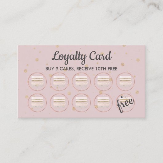 Roze Bakkerij Patisserie Loyaliteit Trouwtaart Visitekaartje (Voorkant)