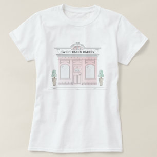 Roze Bakkerij Shop Geïllustreerd Cafe T-shirt