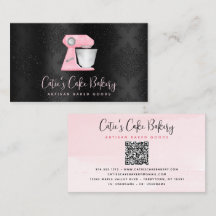 Roze Bakmixer QR-code op Zwarte Damast