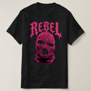Roze Balaclava Ski Mask Rebel Donkere Streetwear T-shirt