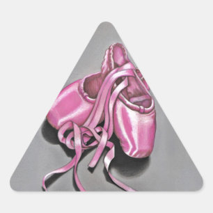 Roze baletslippers driehoek sticker