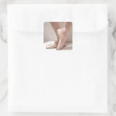 Roze baletslippers vierkante sticker (Tas)